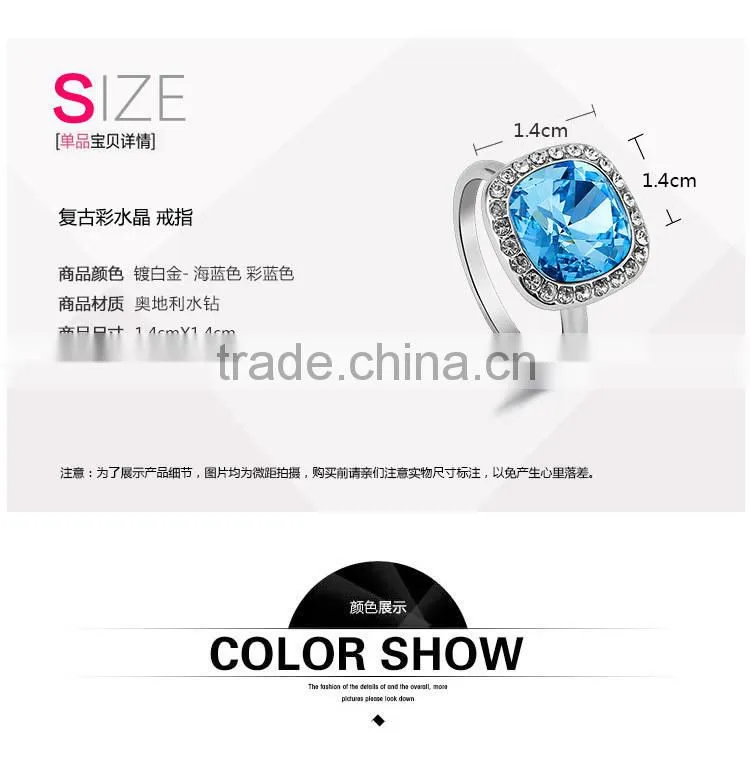 OUXI 2015 fashion statement rings made with Crystal jewerly 40102