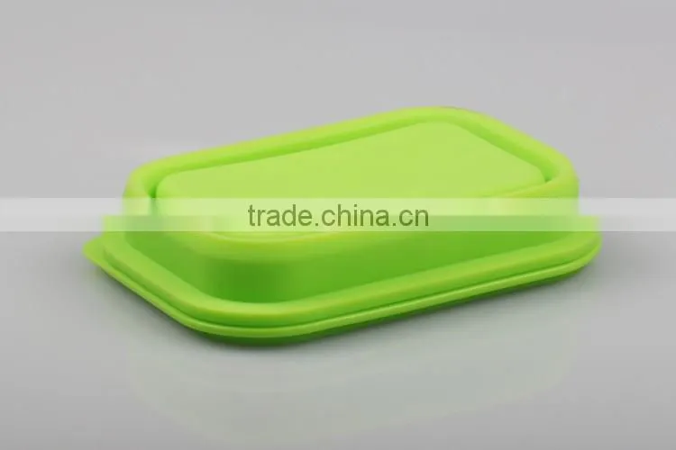 Outdoor Camping Collapsible Silicone Foldable Leakproof Bento Lunch Meal Box Container