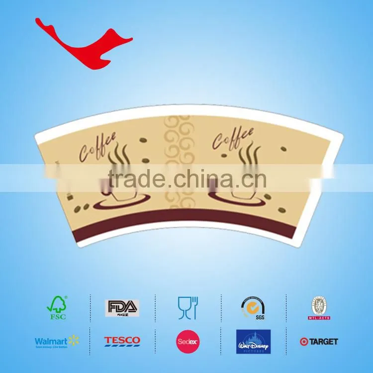 PE coated Disposable paper cup fan/sheet/piece for coffee
