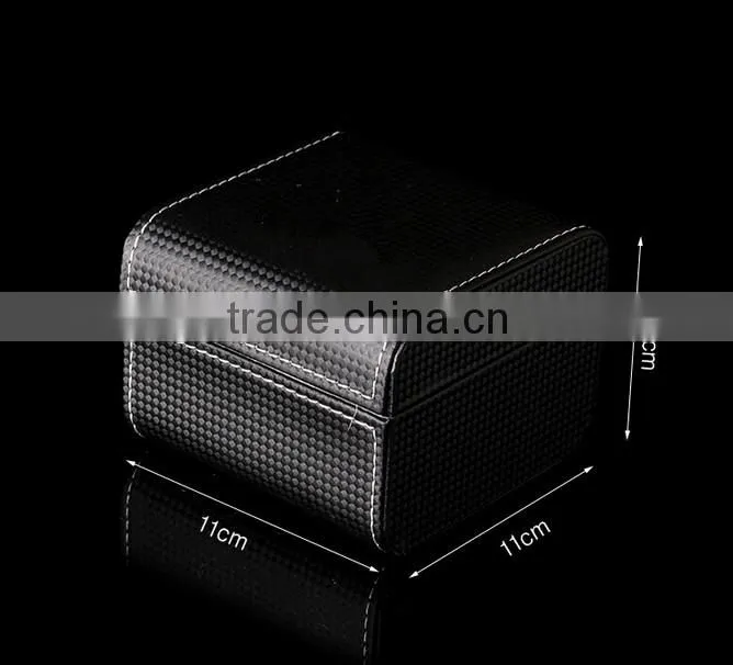 Black weave pattern PU & Wooden watch box custom made