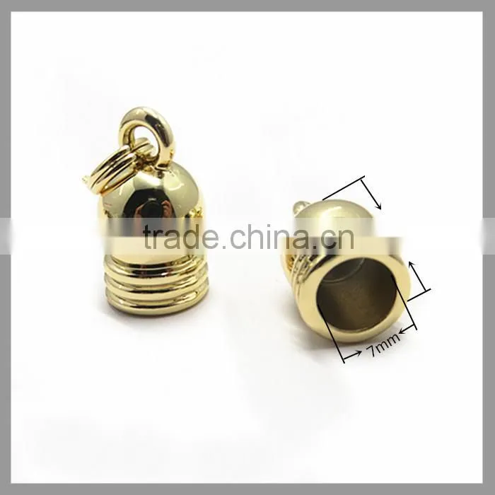 Gold Plating Metal End Cap For Leather Cord