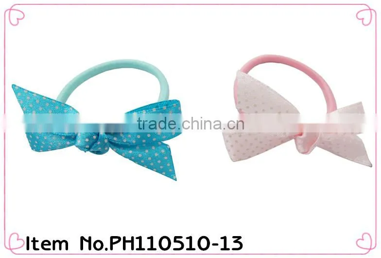 cute girls pink bowknot scrunchie with bow tie