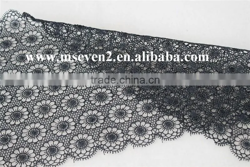 new black color lace design 2016 embroidery scallop shape lace trim austrian embroidery designs flower lace in 17cm