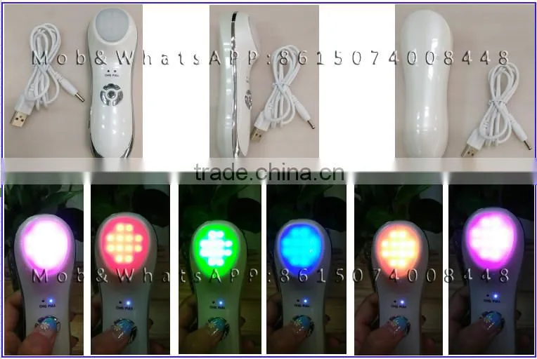Portable Vibration +Photo LED therapy beauty device color led light therapy facial lifting wrinkle device