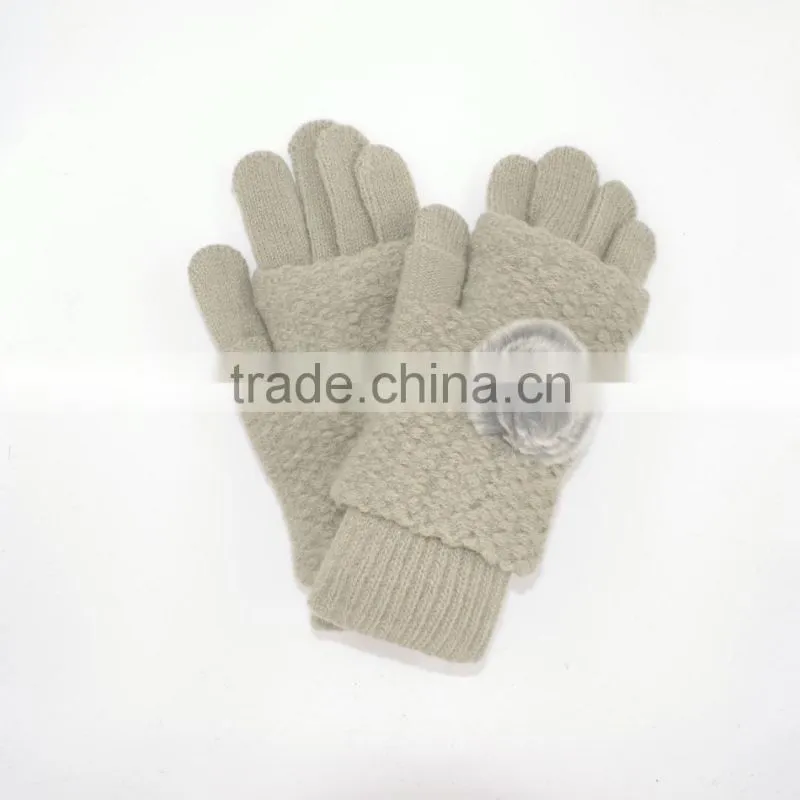 Two in one warm women's knit gloves