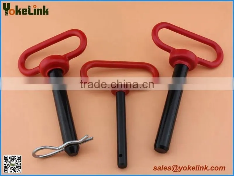 Red handle forged hitch pin with R clip