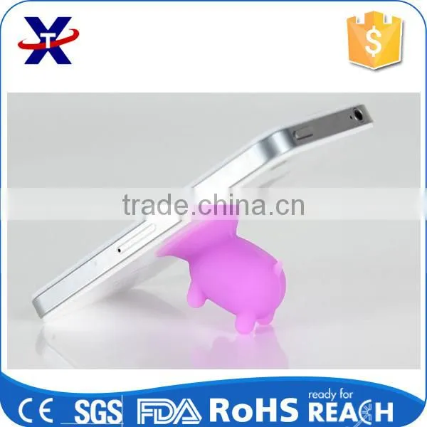 hot sell pig shape mobile phone display stand silicone rubber sucker
