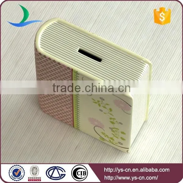 YScb-20 Latest design book shape ceramic money box for saving