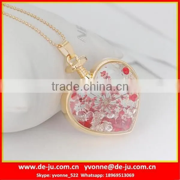 Fancy Unique Clear Glass Heart Pendant Necklace