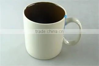 Cheap Stock 400ml ceramic stoneware two-tone square colorful coffee cup mug wholesale