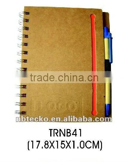 Recycled spiral paper notepad with recycled pen