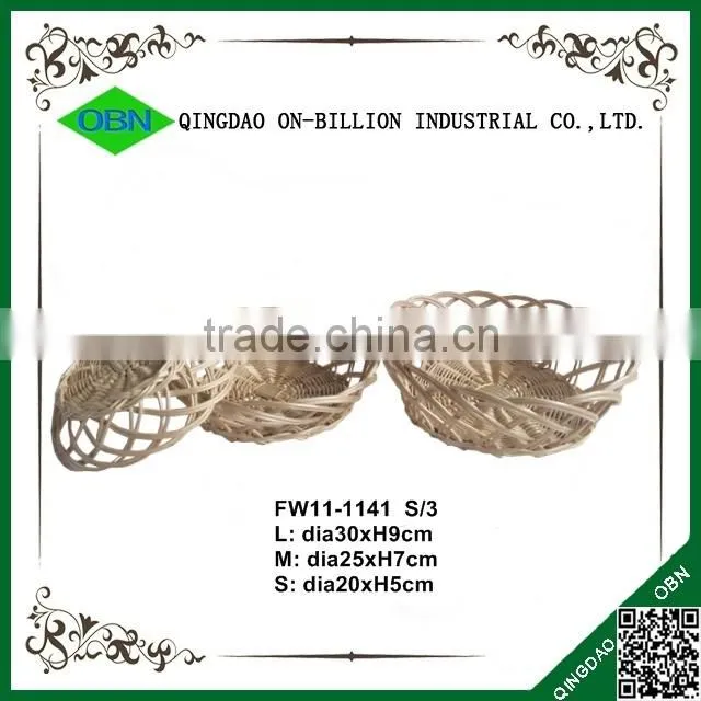 Sets decorative disposable wicker round basket tray