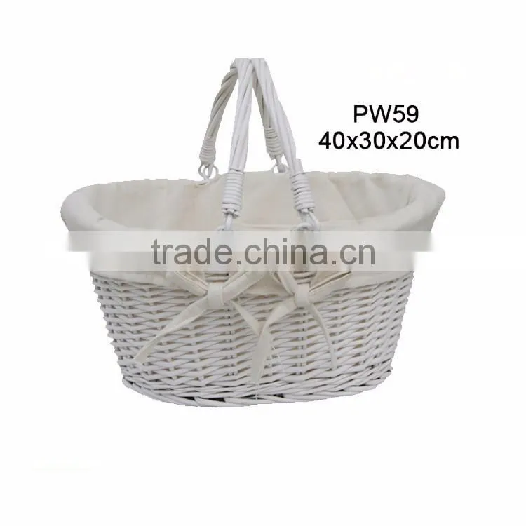 Wholesale price white baby hanging wicker basket for gift