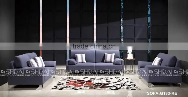 Contemporary Light Navy Fabric Upholstery Sofa And Loveseat Set G183-RE