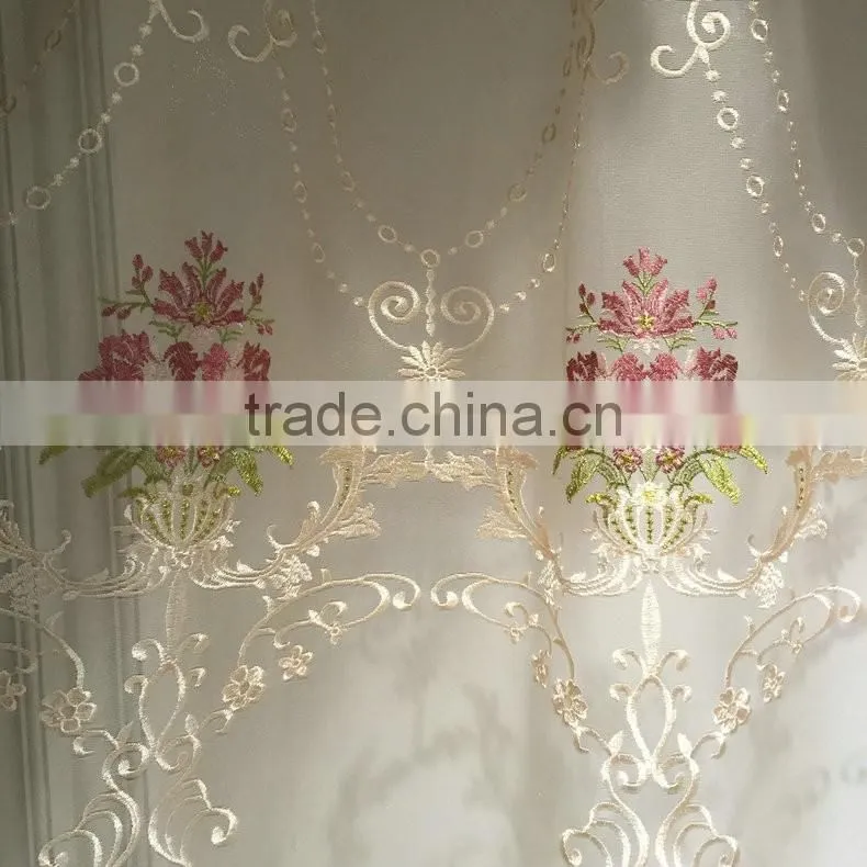 PRS-863 momoda luxury french retro antique curtain with sheers and valance arabian lake blue curtain fabric