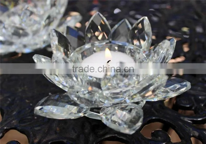 Beautiful Clear Crystal Lotus Candle Holder