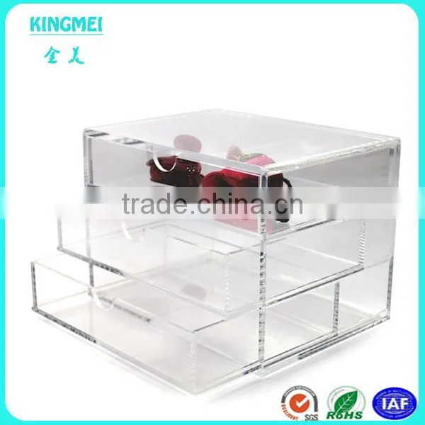 2015 Clear Makeup case drawers Cosmetic Organizer Jewelry storage Acrylic cabinet Box