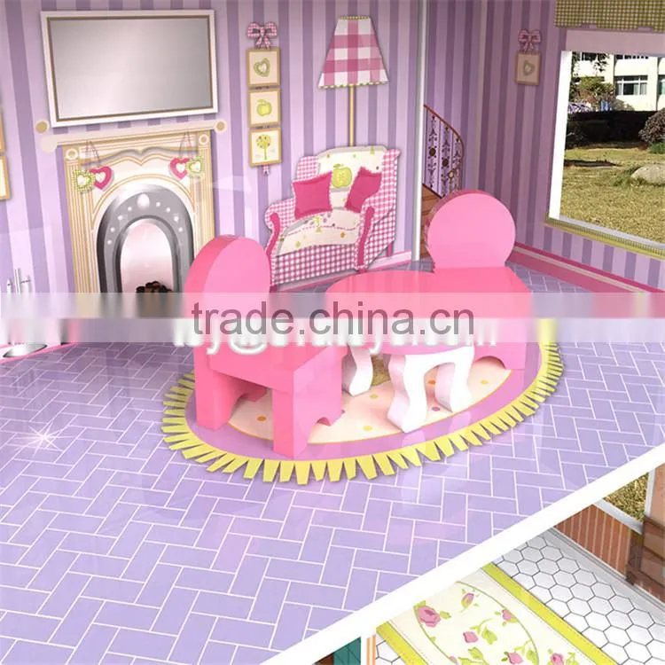 New design lovely girls toy sets wooden miniature house kits W06A235
