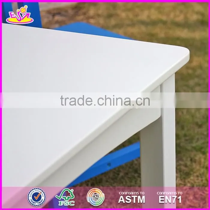 2017 New design nursery school colorful wooden kids table and chair set W08G223