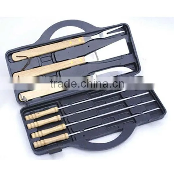 BQ-0001 / 18 pcs hard wood handle barbeque set