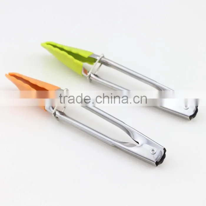 Fresh Silicone Stainless Steel Food Tongs Kitchen Tools, 7 inch