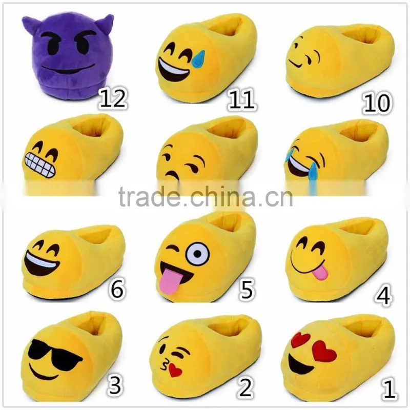 Hot Sale Plush Emoji Slippers, Unisex Adult Winter Warm House Shoes, One Size Fits Most
