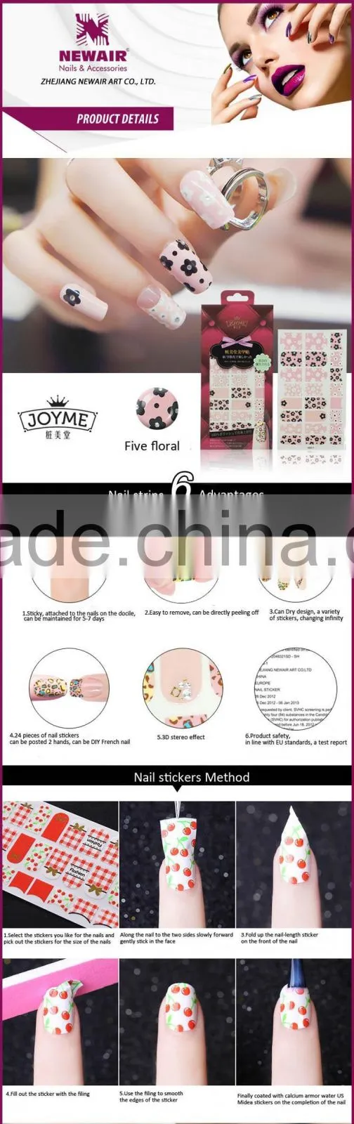 New Air Wholesale 2D Nail Art stickers Bling Lattice type design nail warps