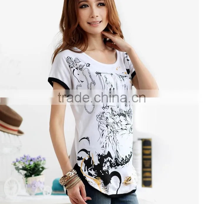 2015 summer new arrivals plus size fat loose women's t-shirts,cotton o-neck slim tops for women,fashion woman clothes