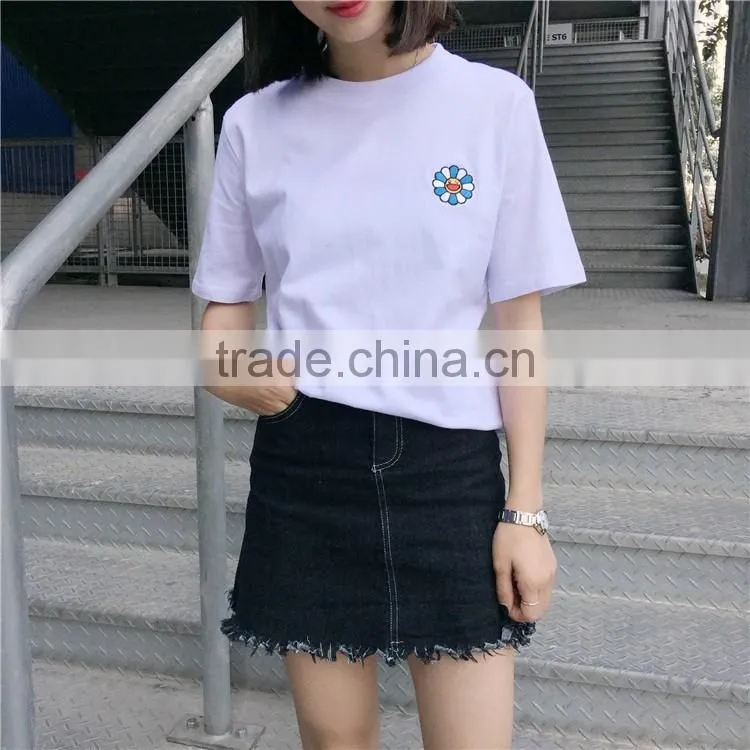 embroidered t-shirt women's 100% t-shirt wholesale from china