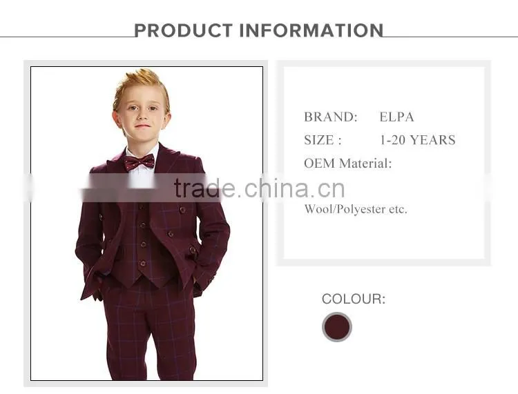 ELPA NXB0055 fancy burgundy three pieces boy suits for show