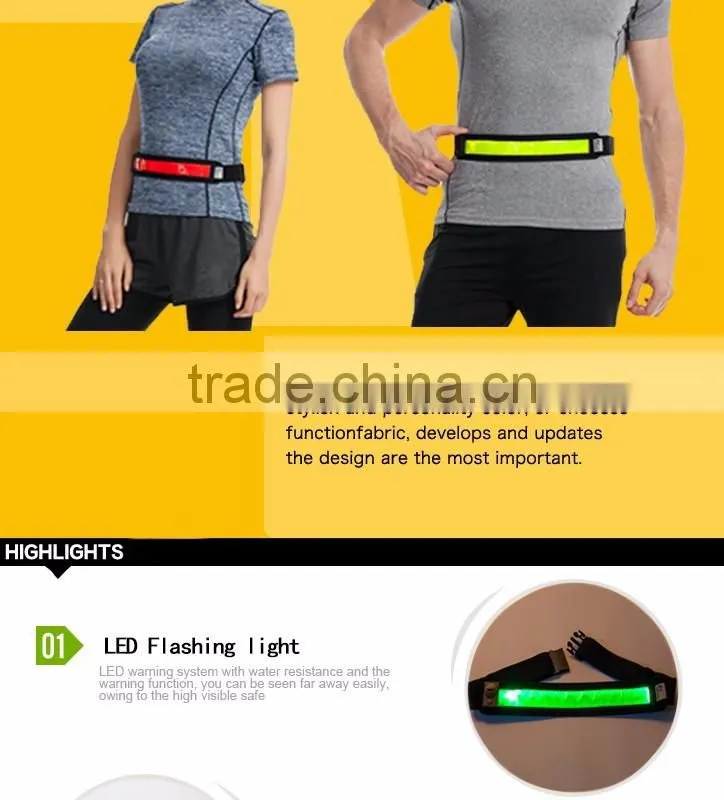 Sport running belt LED reflective night waist band