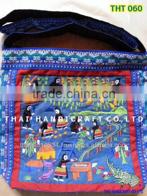 Thai Embroidered HMONG Hill Tribe Tote Hand Bag