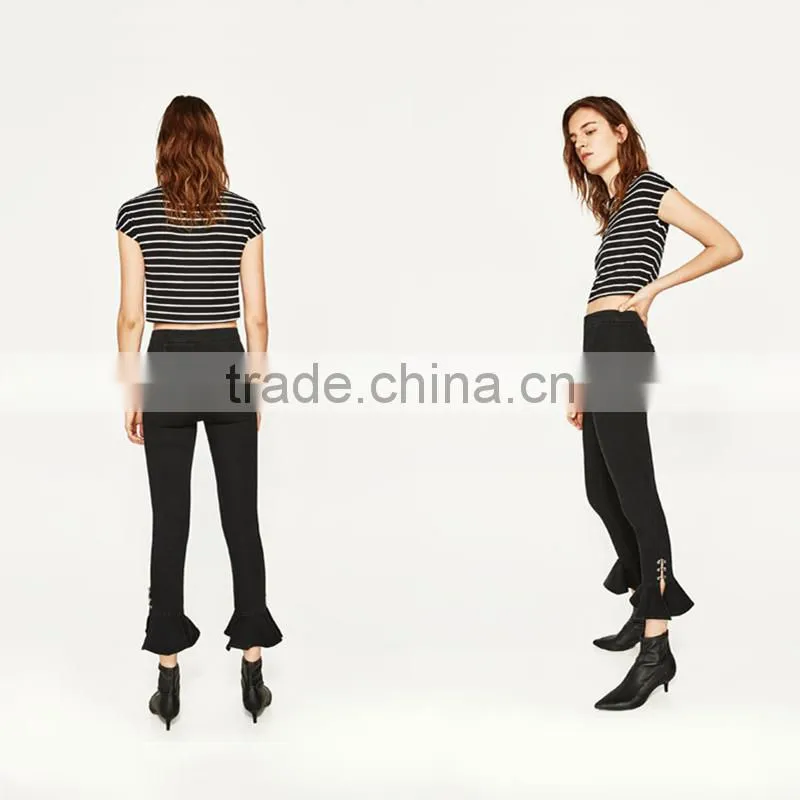 2017 Round neck short sleeves striped T-shirt women sexy midriff tank tops