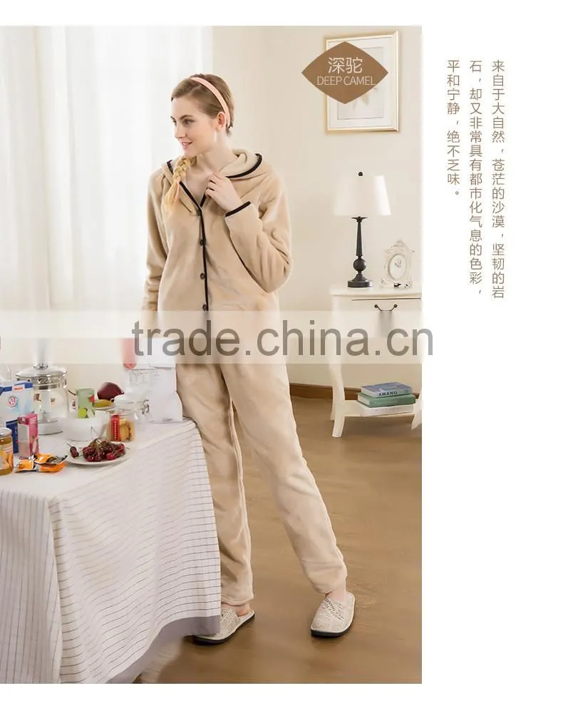 Perfect Qianxiu Cheap Hooded Design Pink Sexy Flannel Ladies Winter Nighty