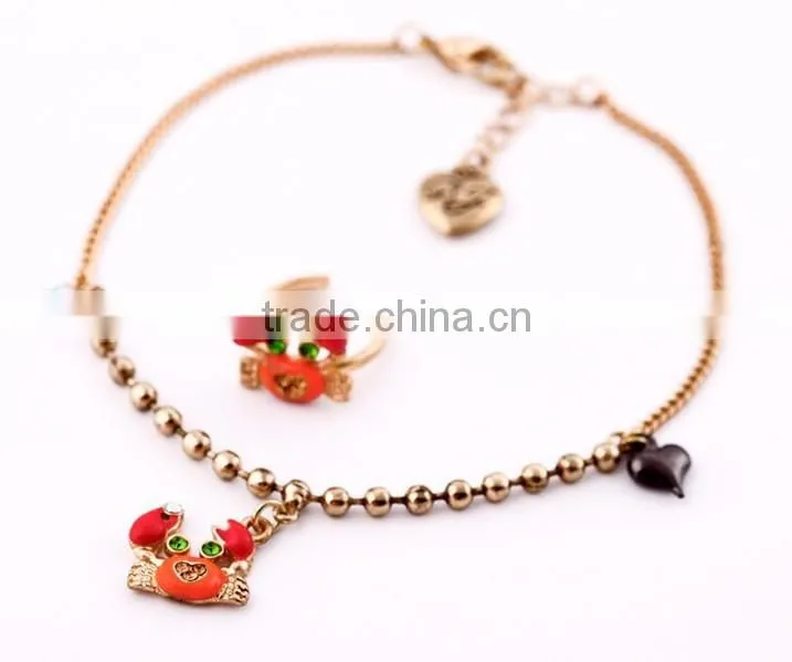 Fashion Chain Anklets with Foot Toe Ring Anklets for Foot,Fashion Jewelry Sets Crab Foot Chain and Toe Ring
