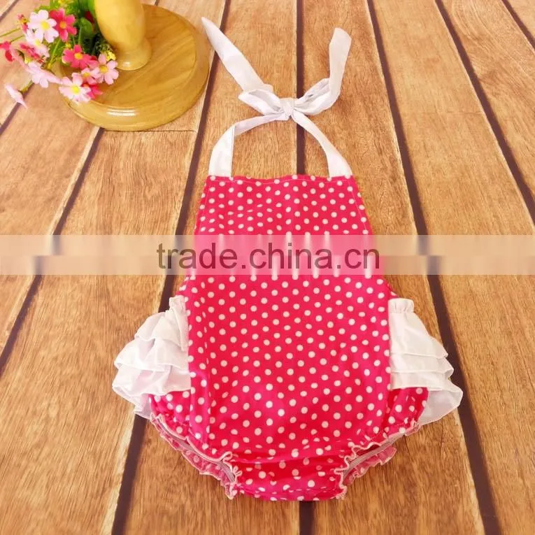 Cotton Foral Prints Frill Backless Infant Girl Rompers
