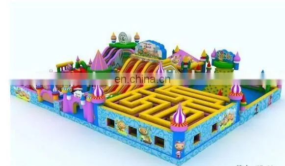2017new giant inflatable fun city playground with bouncer trampoline for sale