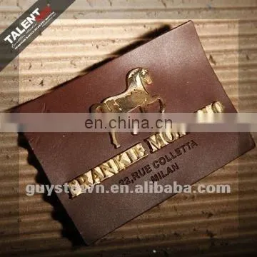 custom private brand name logo label metal jeans leather tags