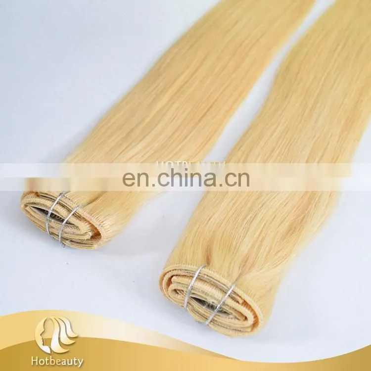 clip long hair extension silky straight and tangle free 613# blonde Russian hair