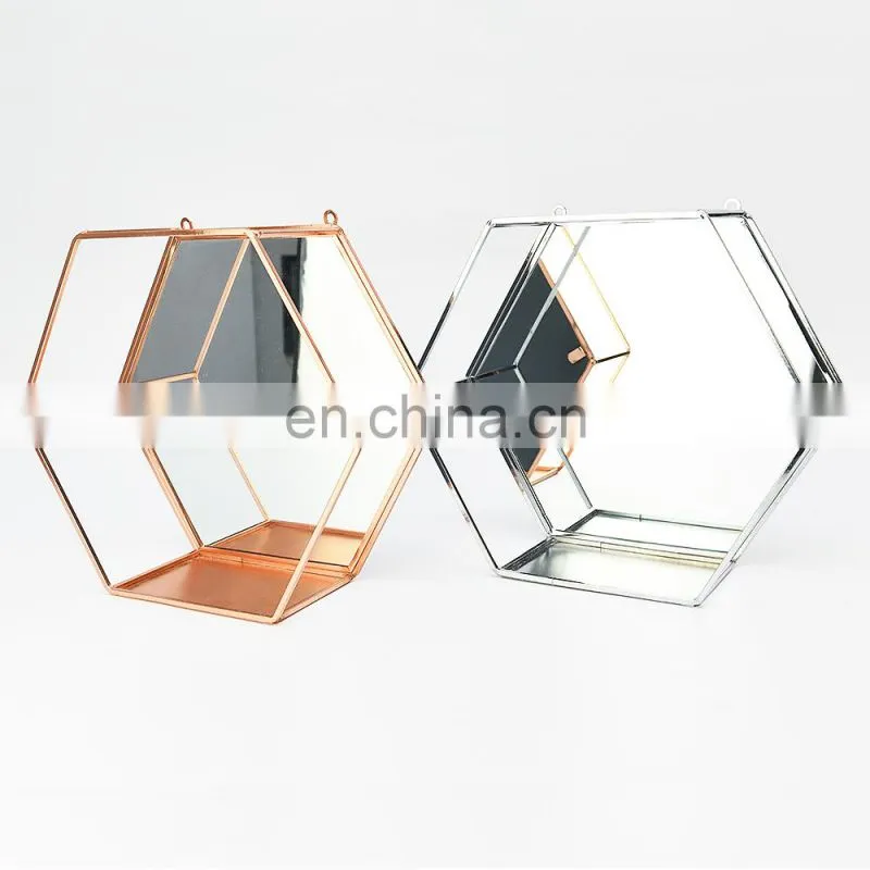 Decorative glass round Moon mirror with stand shelf for home table makeup mirror