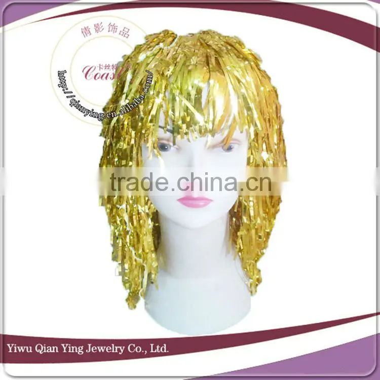 hot sell cheap green party tinsel wigs