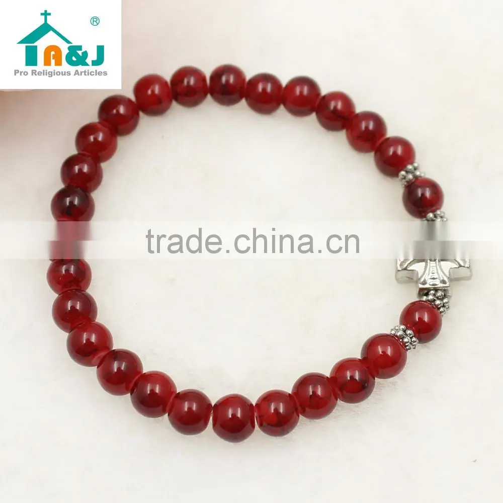 Catholic Sonte Beads Bracelet with Cross