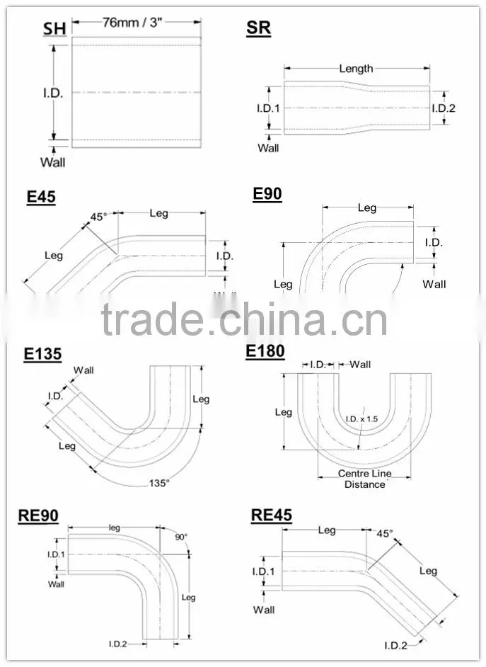 10 years experience high performance silicone charge air hose