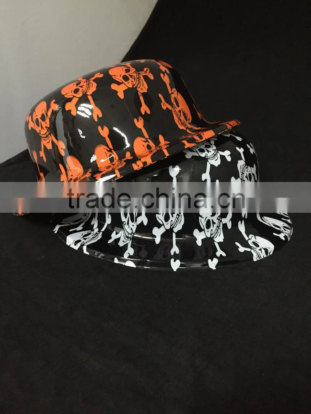 black yellow plastic PVC fedora hats funny party hats for adults halloween fedora hats