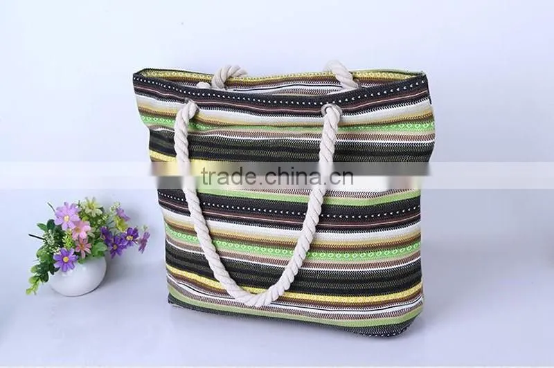 Stripe handbag full color canvas women bag white geometric patterns atmospheric canvas handbags on sale