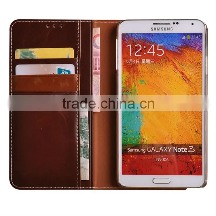 leather wallet flip phone cover for Samsung galaxy note 3