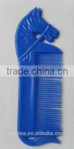 Plastic horsehead mane comb for cleaning
