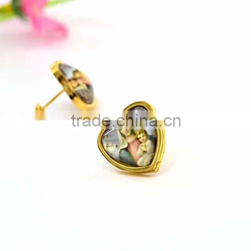 316l stainless steel jewelry pendant necklace heart shape Blessed Virgin Mary gold jewelry 18k