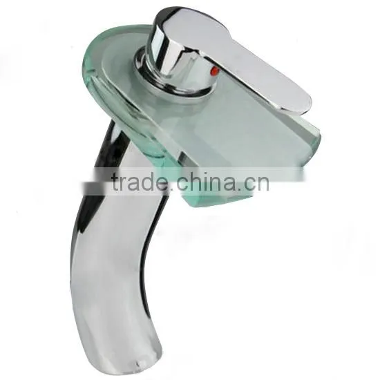 Brass Chrome High Glass Waterfall Basin Faucet