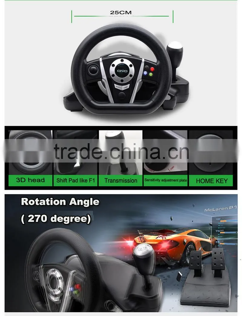 Factory Directly Video Games Accessories for xbox one / PS3 / PS2 / PC computer Racing Game USB Steering Wheel